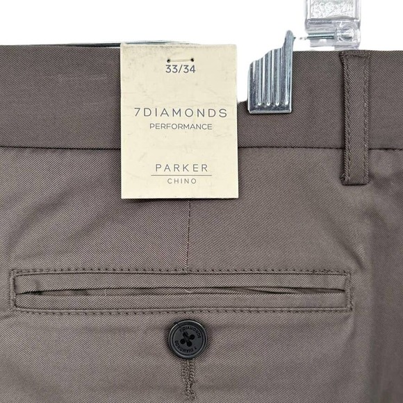 7 Diamonds Parker Chino Favorite Dress Pants Flat Front Gray Size 33/34 - Picture 6 of 7